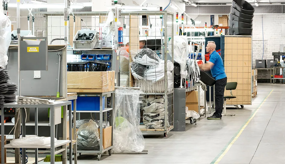 The assembly floor of the Noordi factory