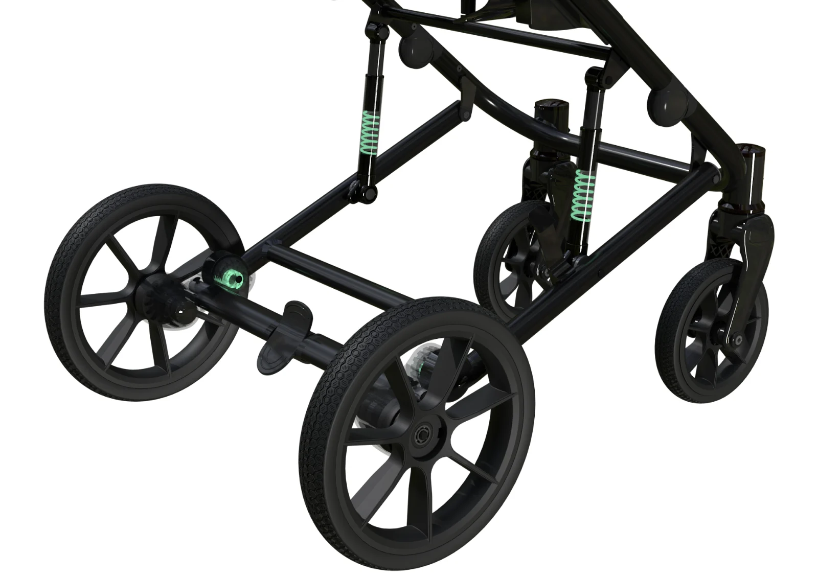 Aqua chassis with rear and mid-frame suspension