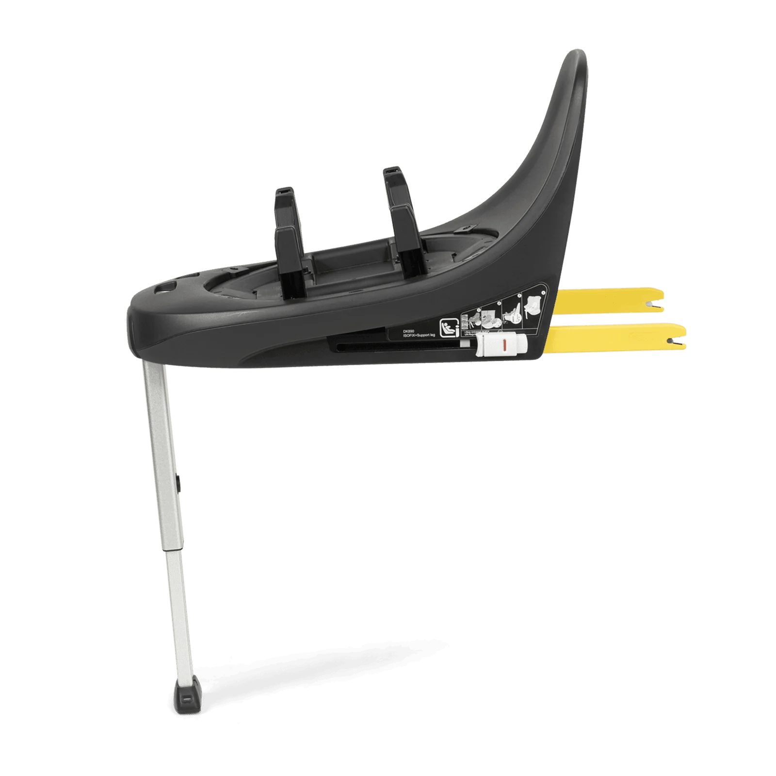Beno 360 car seat mounted on the Noordi ISOFIX base, shown against a dark background